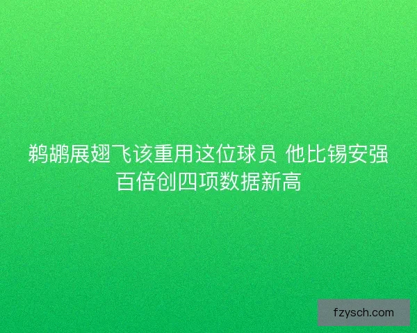 鹈鹕展翅飞该重用这位球员 他比锡安强百倍创四项数据新高 鹈鹕展翅飞该重用这位球员 他比锡安强百倍创四项数据新高
